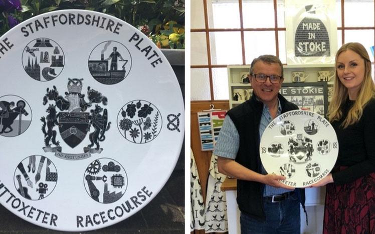 Staffordshire Plate being presented to a member of Uttoxeter Racecourse staff.
