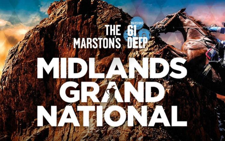 Promotional banner for Midlands Grand National event at Uttoxeter Racecourse.